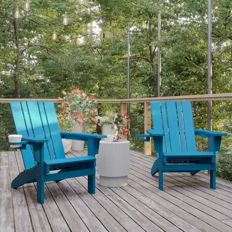 Ensemble de 2 chaises Adirondack commerciales tout temps avec porte-gobelets