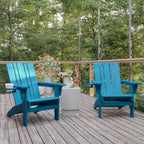 Set of 2 Commercial All-Weather Adirondack Chairs with Cupholders