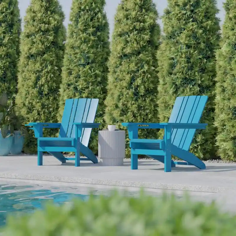 Ensemble de 2 chaises Adirondack commerciales tout temps avec porte-gobelets