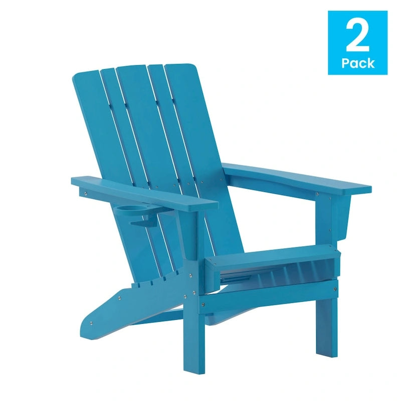 Ensemble de 2 chaises Adirondack commerciales tout temps avec porte-gobelets
