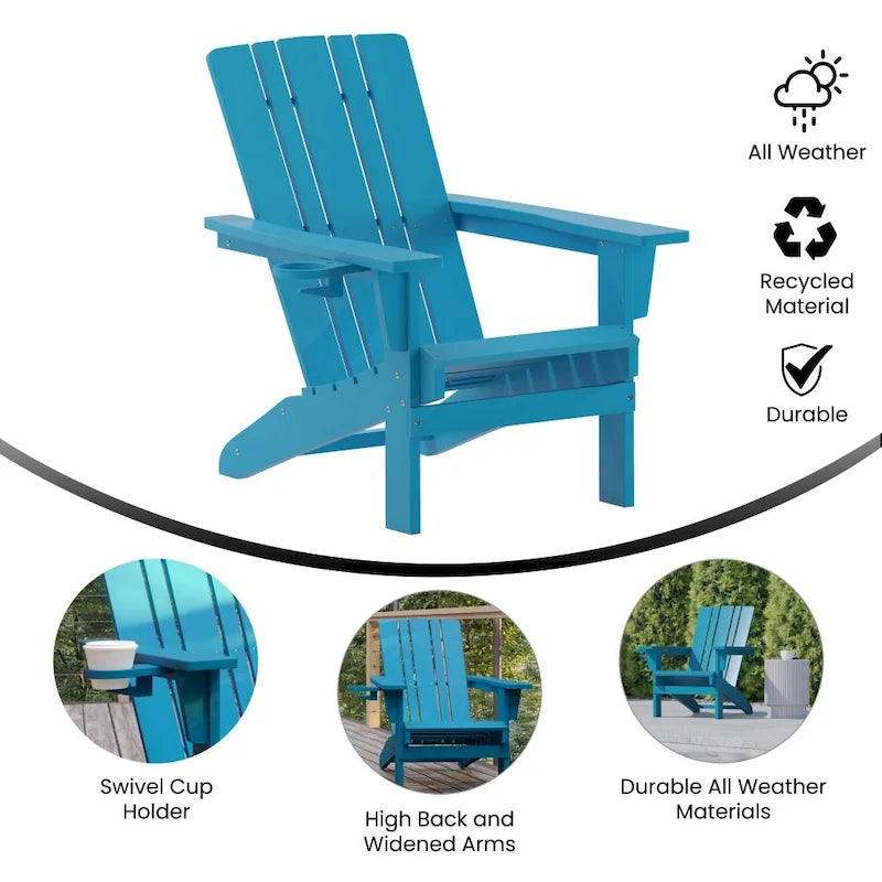 Ensemble de 2 chaises Adirondack commerciales tout temps avec porte-gobelets