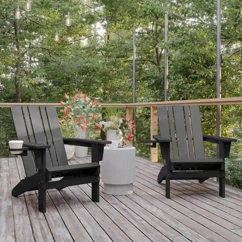 Ensemble de 2 chaises Adirondack commerciales tout temps avec porte-gobelets
