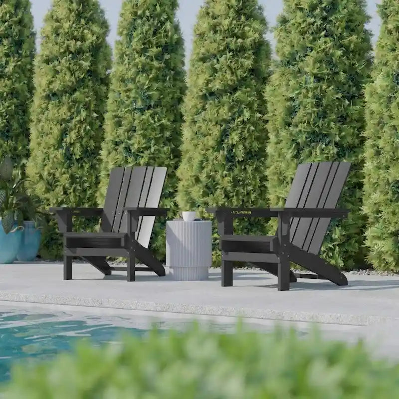 Ensemble de 2 chaises Adirondack commerciales tout temps avec porte-gobelets