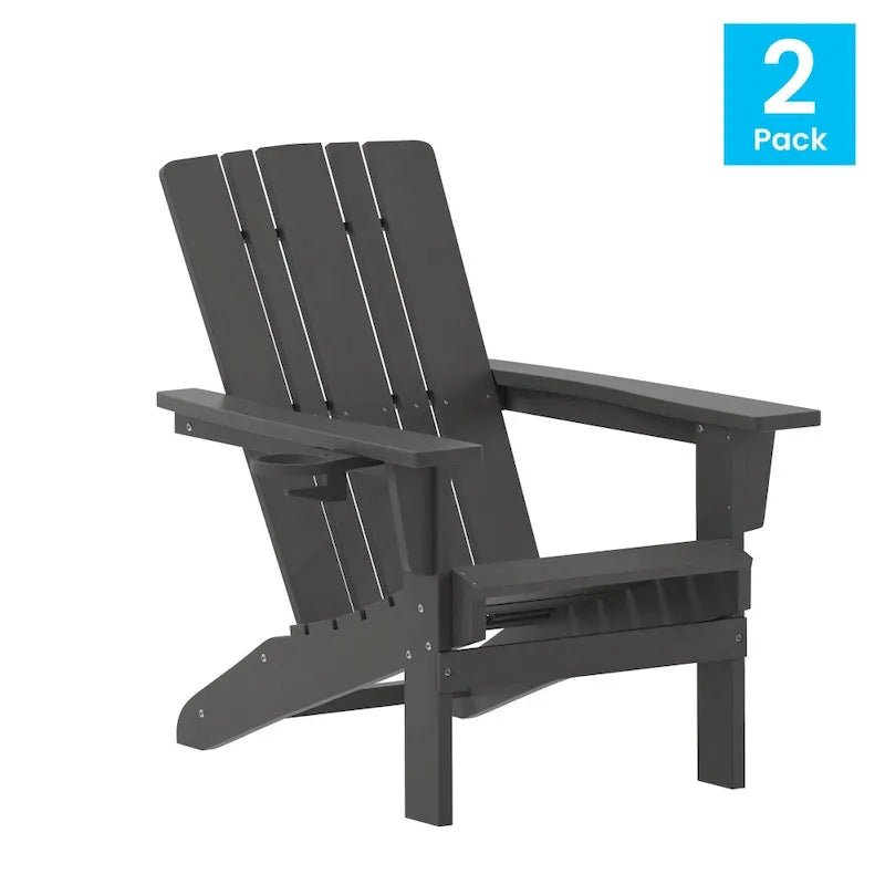 Ensemble de 2 chaises Adirondack commerciales tout temps avec porte-gobelets