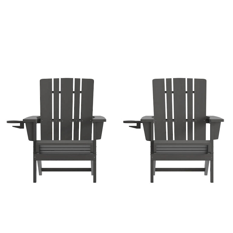 Ensemble de 2 chaises Adirondack commerciales tout temps avec porte-gobelets