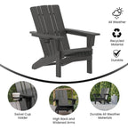 Ensemble de 2 chaises Adirondack commerciales tout temps avec porte-gobelets