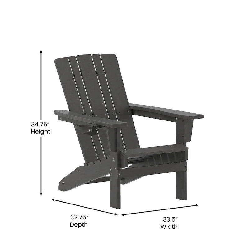 Ensemble de 2 chaises Adirondack commerciales tout temps avec porte-gobelets