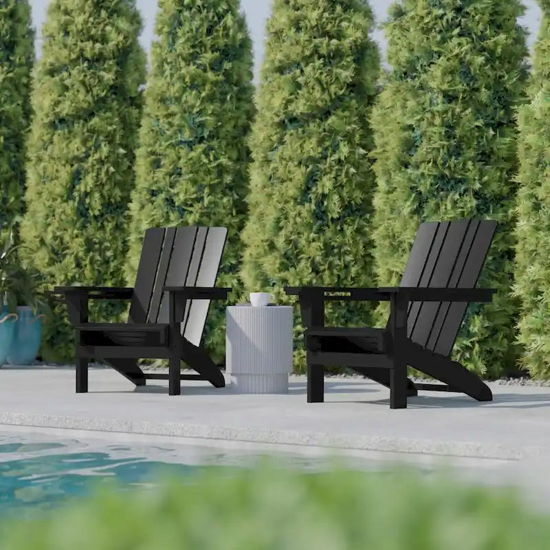 Ensemble de 2 chaises Adirondack commerciales tout temps avec porte-gobelets
