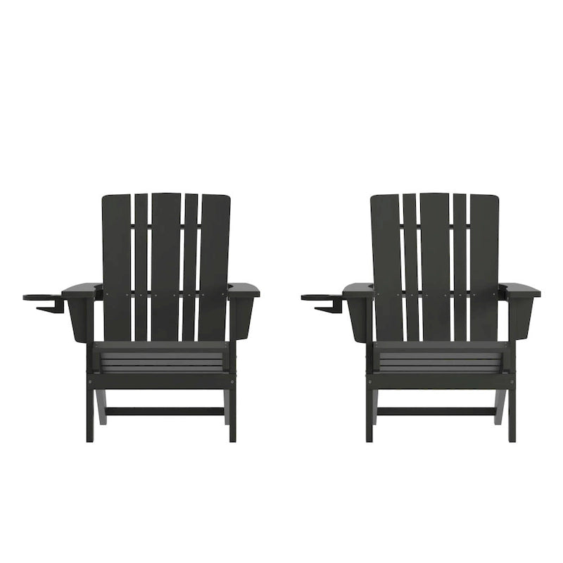 Ensemble de 2 chaises Adirondack commerciales tout temps avec porte-gobelets