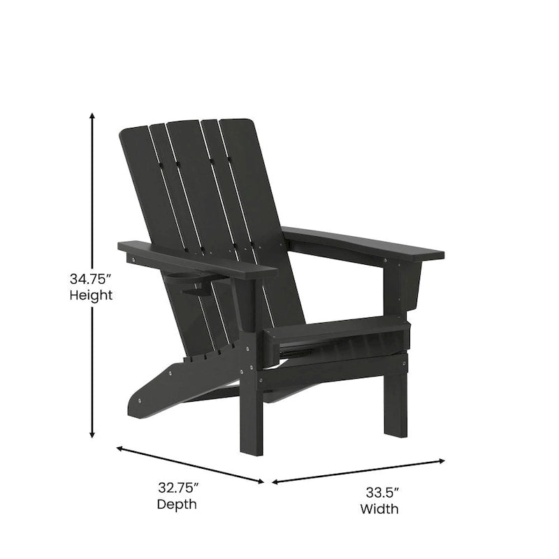 Ensemble de 2 chaises Adirondack commerciales tout temps avec porte-gobelets