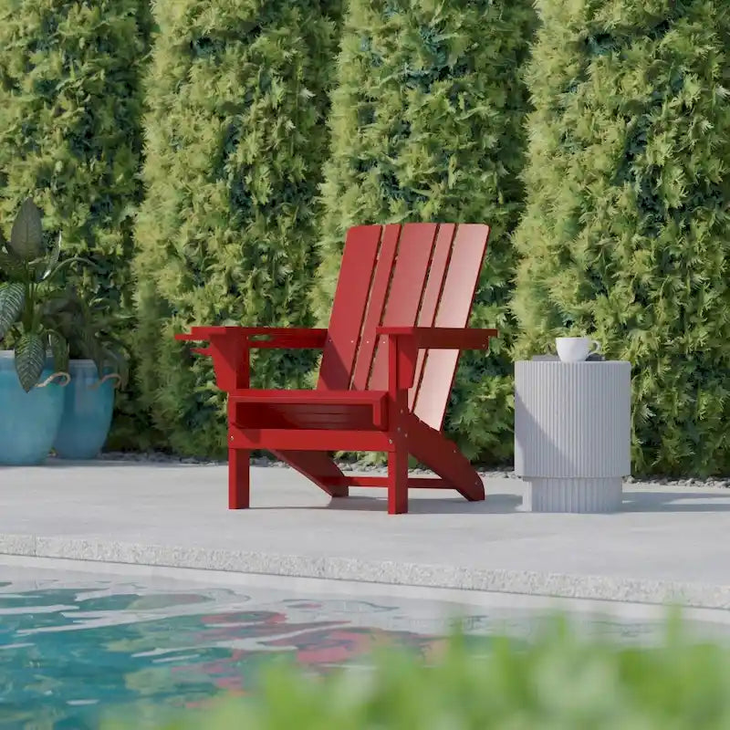 Ensemble de 2 chaises Adirondack commerciales tout temps avec porte-gobelets