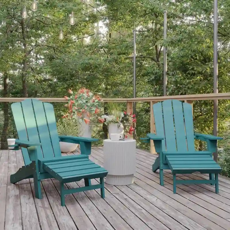 Fauteuil Adirondack commercial tout temps avec repose-pieds et porte-gobelet intégrés