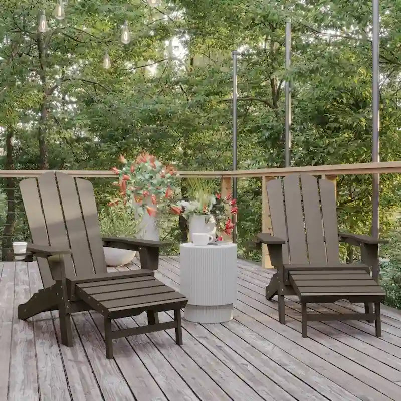 Fauteuil Adirondack commercial tout temps avec repose-pieds et porte-gobelet intégrés
