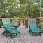 Commercial All-Weather Adirondack Chair with Pullout Ottoman & Cupholder