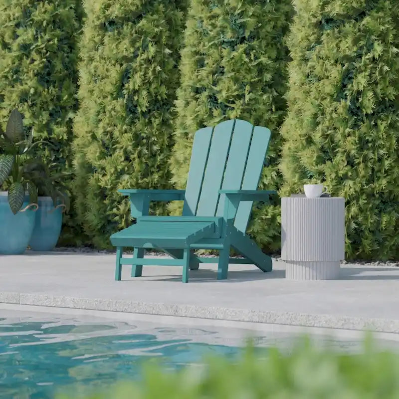 Fauteuil Adirondack commercial tout temps avec repose-pieds et porte-gobelet intégrés