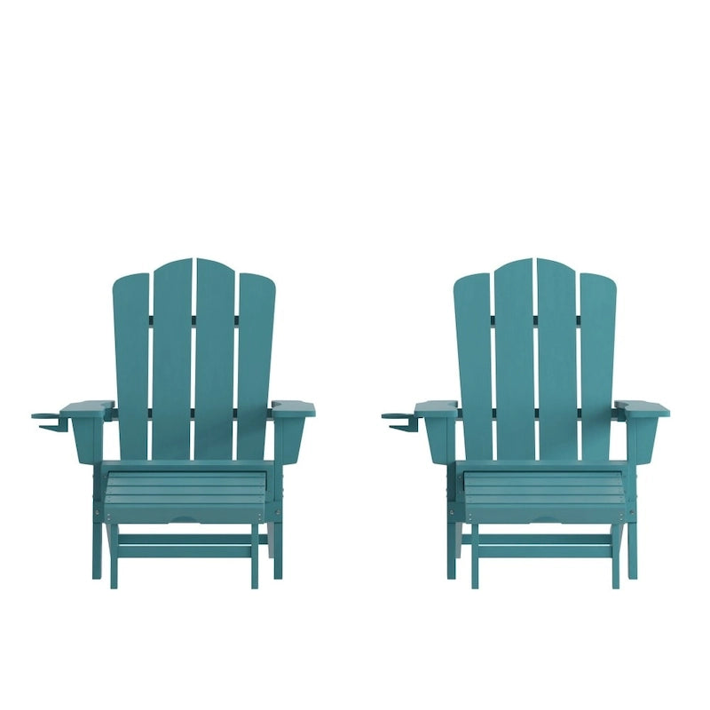 Fauteuil Adirondack commercial tout temps avec repose-pieds et porte-gobelet intégrés
