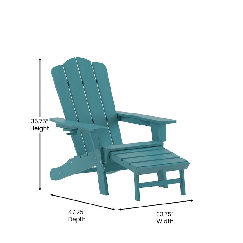 Fauteuil Adirondack commercial tout temps avec repose-pieds et porte-gobelet intégrés
