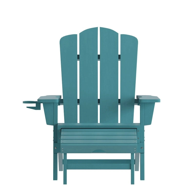 Fauteuil Adirondack commercial tout temps avec repose-pieds et porte-gobelet intégrés