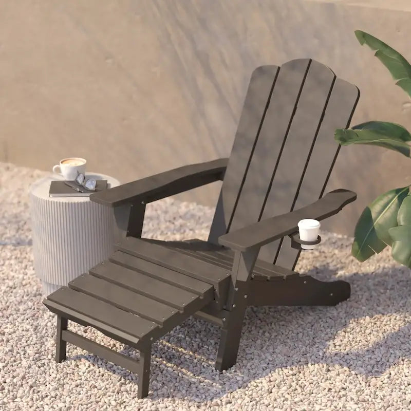 Fauteuil Adirondack commercial tout temps avec repose-pieds et porte-gobelet intégrés