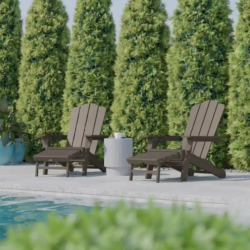 Fauteuil Adirondack commercial tout temps avec repose-pieds et porte-gobelet intégrés