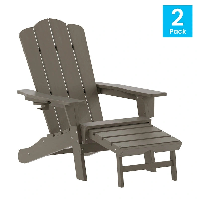 Fauteuil Adirondack commercial tout temps avec repose-pieds et porte-gobelet intégrés