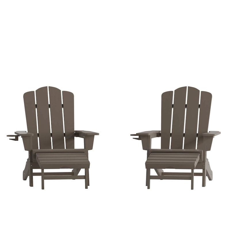 Fauteuil Adirondack commercial tout temps avec repose-pieds et porte-gobelet intégrés