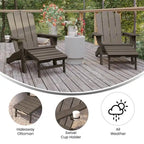 Fauteuil Adirondack commercial tout temps avec repose-pieds et porte-gobelet intégrés