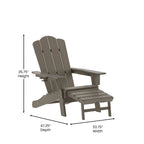 Fauteuil Adirondack commercial tout temps avec repose-pieds et porte-gobelet intégrés
