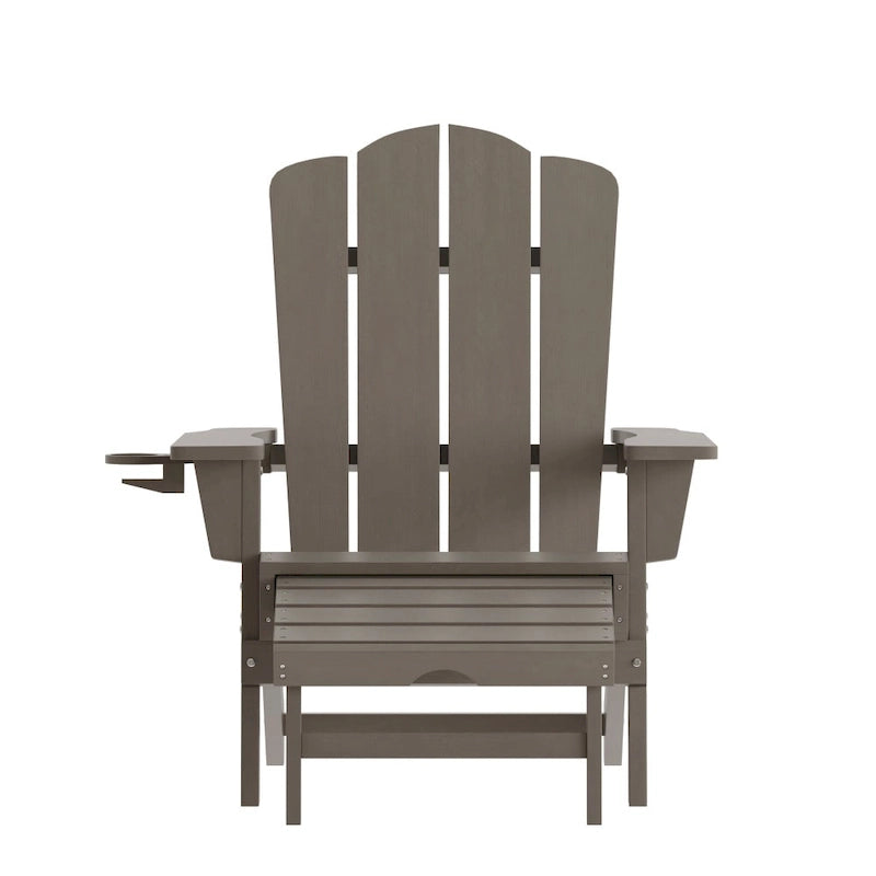 Fauteuil Adirondack commercial tout temps avec repose-pieds et porte-gobelet intégrés