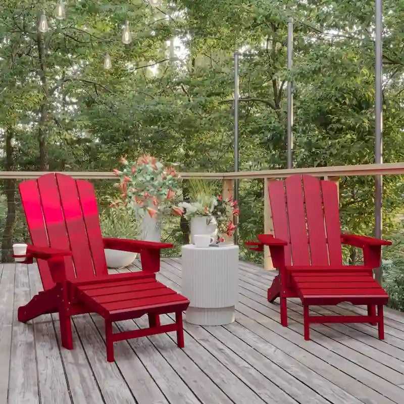 Fauteuil Adirondack commercial tout temps avec repose-pieds et porte-gobelet intégrés