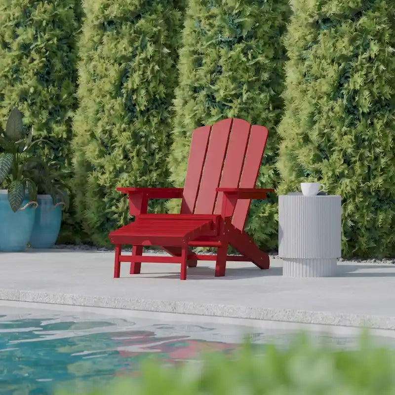 Fauteuil Adirondack commercial tout temps avec repose-pieds et porte-gobelet intégrés