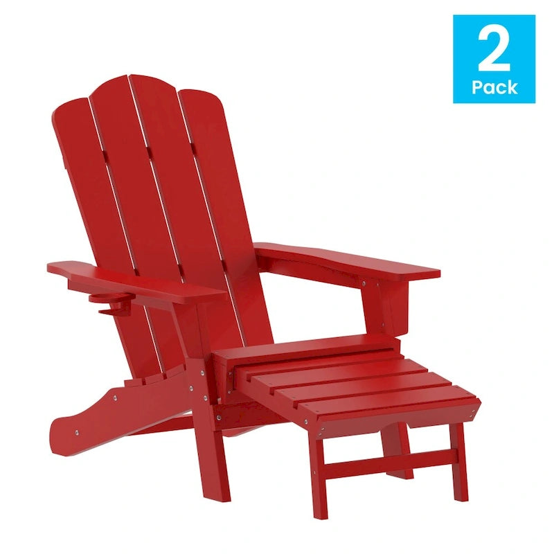 Fauteuil Adirondack commercial tout temps avec repose-pieds et porte-gobelet intégrés