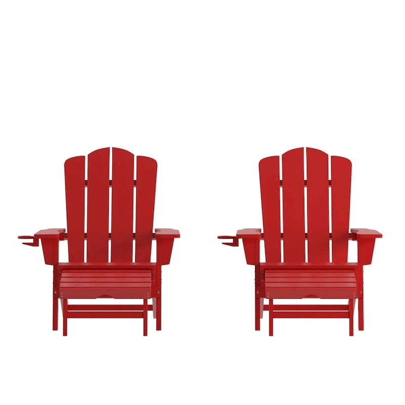 Fauteuil Adirondack commercial tout temps avec repose-pieds et porte-gobelet intégrés