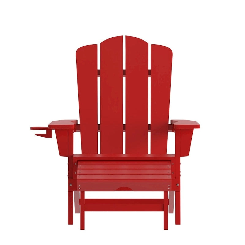 Fauteuil Adirondack commercial tout temps avec repose-pieds et porte-gobelet intégrés