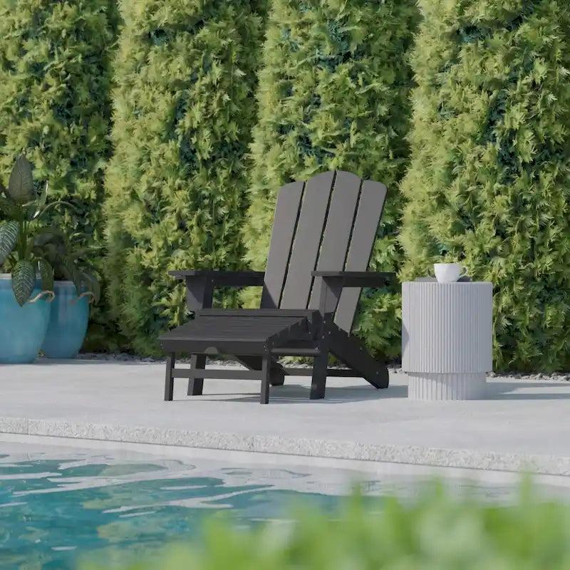 Fauteuil Adirondack commercial tout temps avec repose-pieds et porte-gobelet intégrés