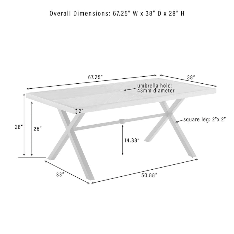 Table de salle à manger extérieure en métal Crosley Otto