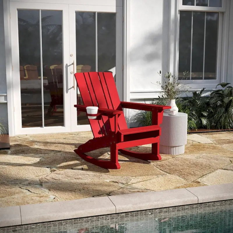 Fauteuil Adirondack à bascule tout temps avec porte-gobelet pivotant