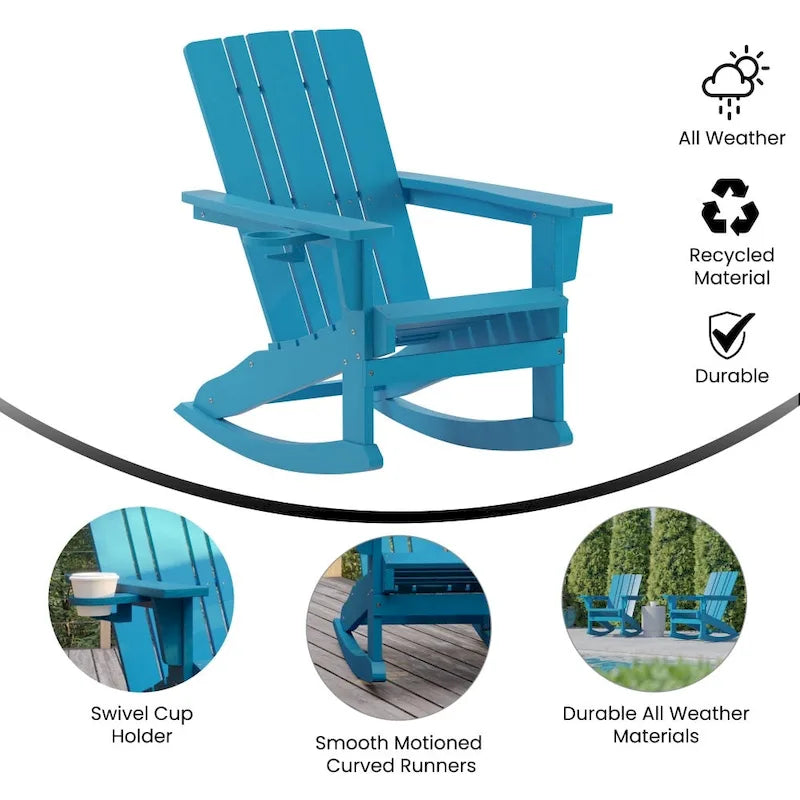 Fauteuil Adirondack à bascule tout temps avec porte-gobelet pivotant