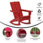 Fauteuil Adirondack à bascule tout temps avec porte-gobelet pivotant