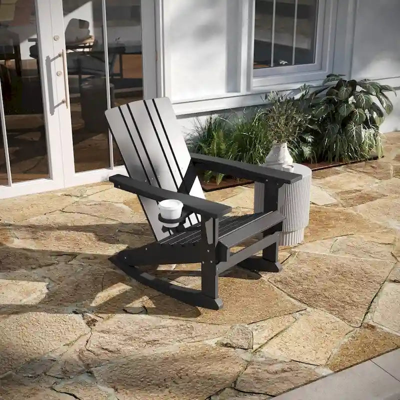 Fauteuil Adirondack à bascule tout temps avec porte-gobelet pivotant