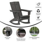 Fauteuil Adirondack à bascule tout temps avec porte-gobelet pivotant