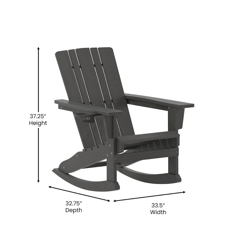 Fauteuil Adirondack à bascule tout temps avec porte-gobelet pivotant