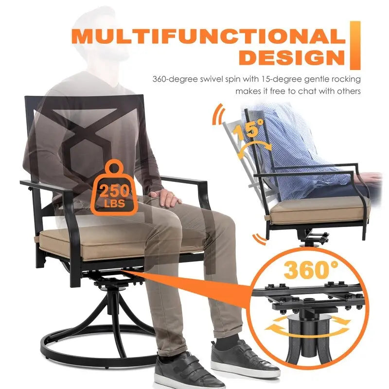 Ensemble de jardin avec chaises pivotantes