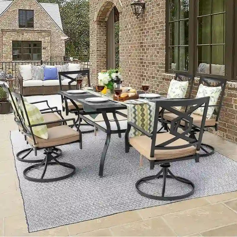 Ensemble de jardin avec chaises pivotantes