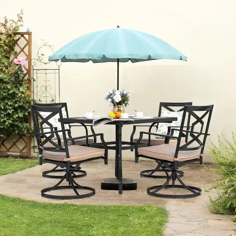 Ensemble de jardin avec chaises pivotantes