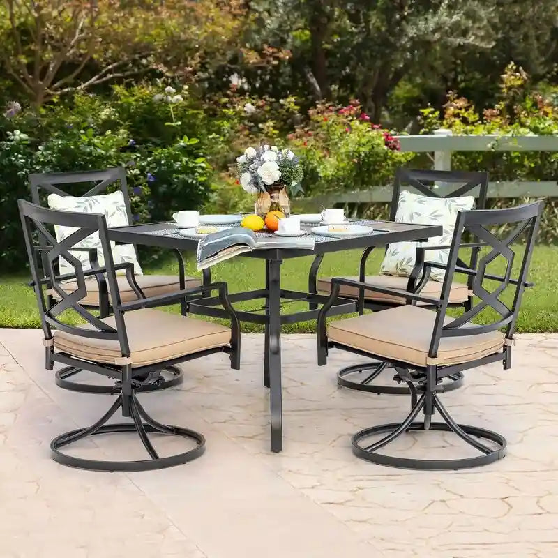 Ensemble de jardin avec chaises pivotantes