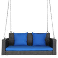 Balancelle d'extérieur en osier pour 2 personnes avec coussin