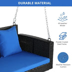 Balancelle d'extérieur en osier pour 2 personnes avec coussin