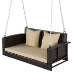 Balancelle d'extérieur en osier pour 2 personnes avec coussin