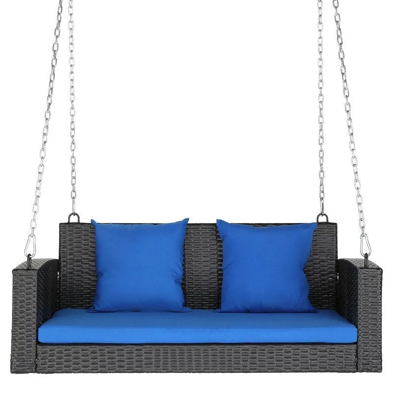 Balancelle d'extérieur en osier pour 2 personnes avec coussin